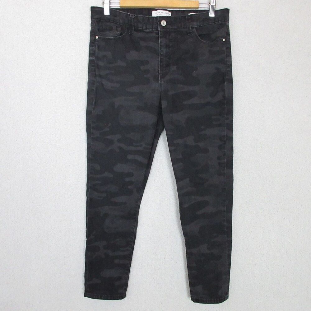 Social Standard by‎ Sanctuary Jeans Womens 12 (33x27) Skinny Black Camo Stretch